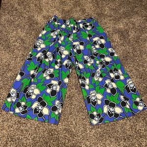 PAROSH Blue/Green Crop Flare Pants